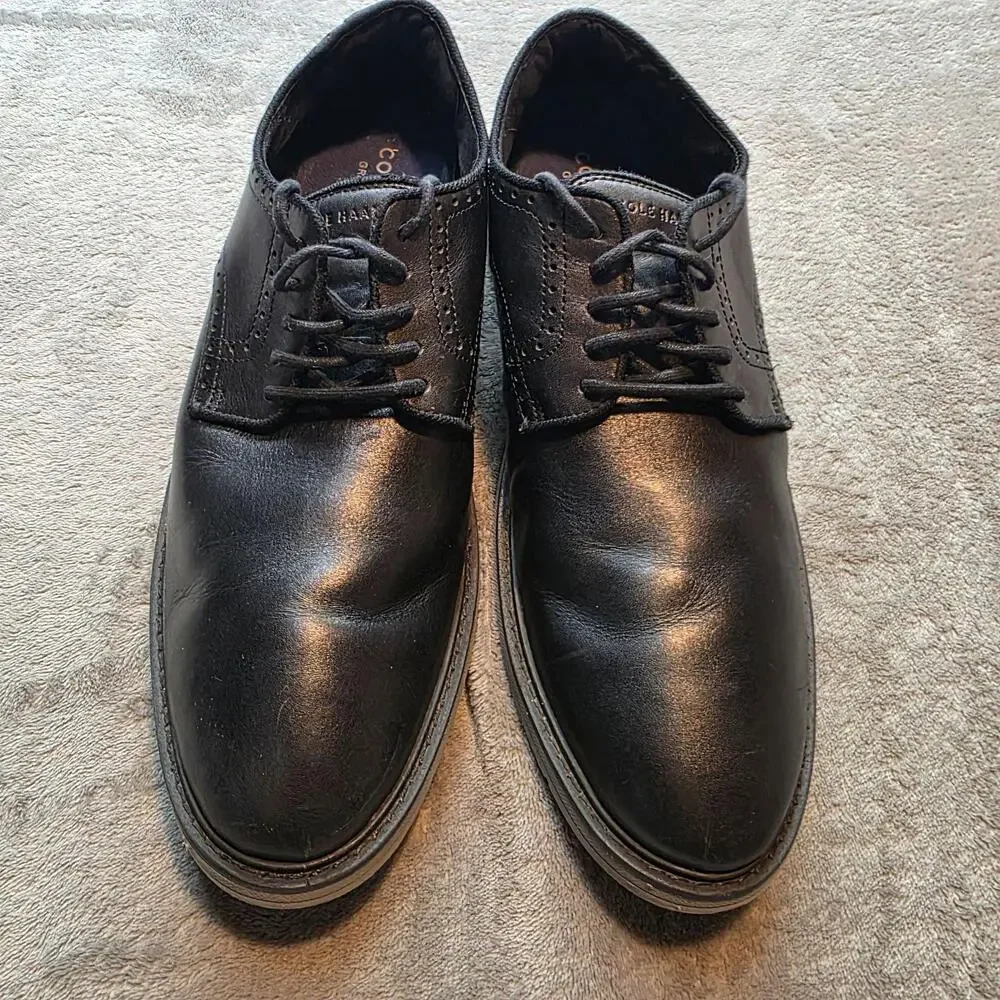 Cole Haan Dress Shoes Mens 12 Black Leather Grandseries Comfort Derby Lace Up
